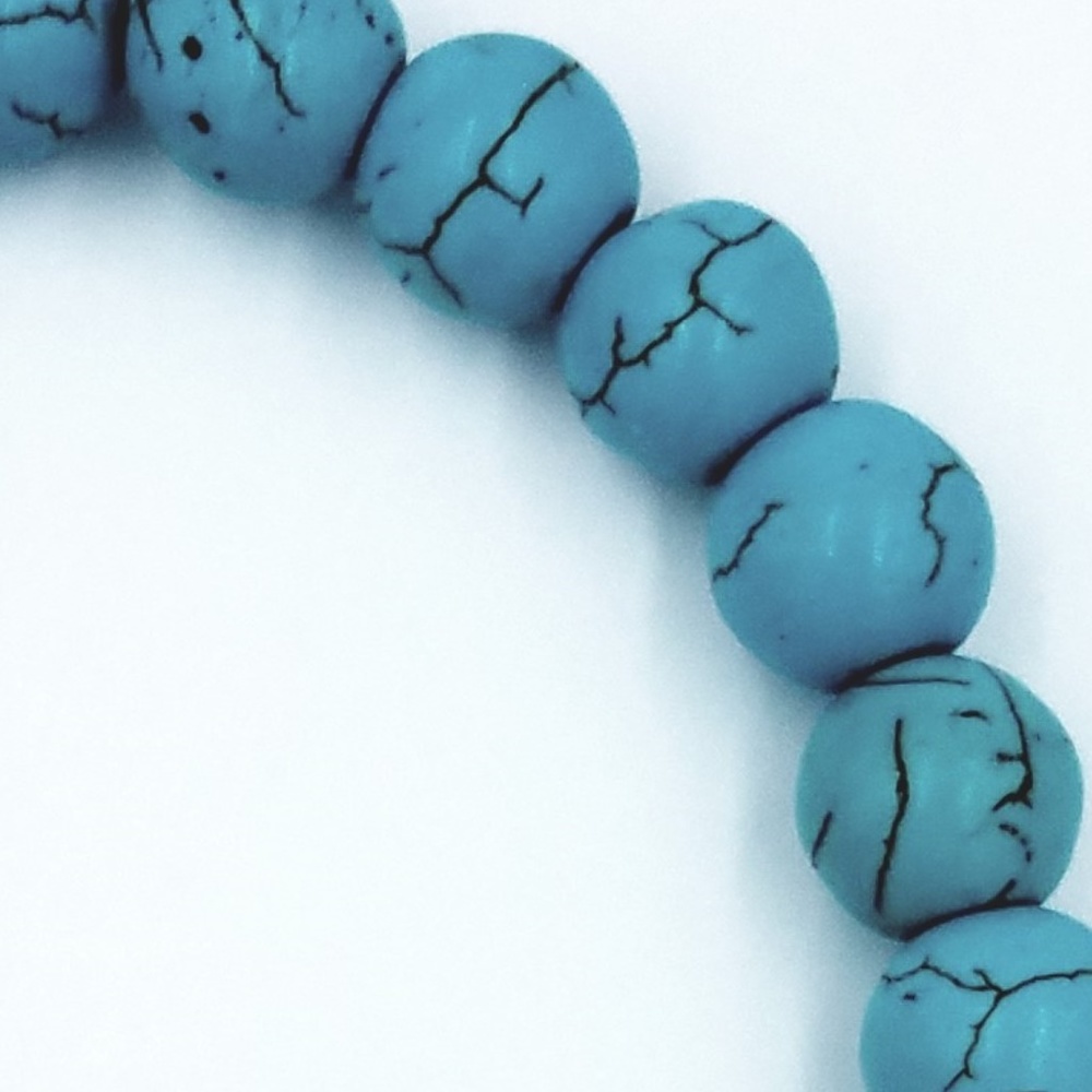 Druzy Turquoise Natural Stone Beaded Bracelet - Picture 4 of 7